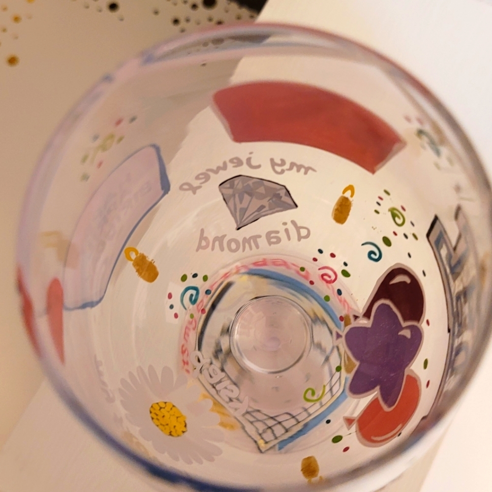LOLITA HANDPAINTED "HAPPY APRIL" BIRTHDAY WINE GLASS - Picture 7 of 7